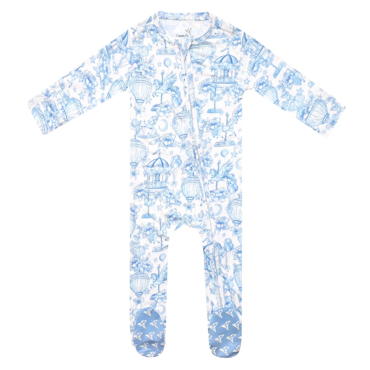 Vintage Carnival Bamboo Zip Up Footie
