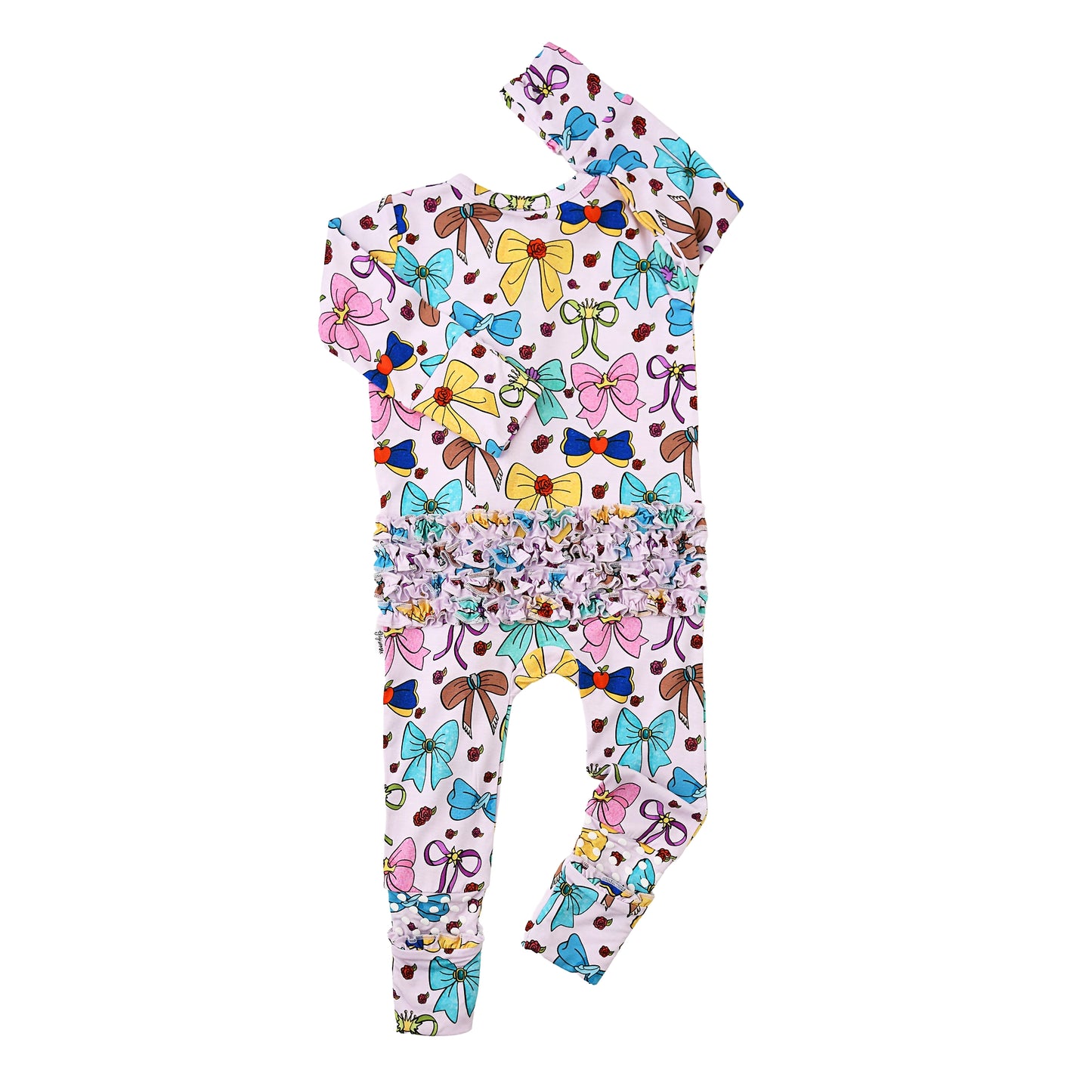 Princess Bows Ruffle Zip Romper