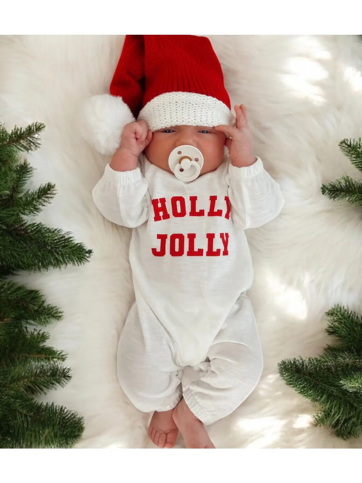 Holly Jolly White / Organic Long Sleeve Jumpsuit