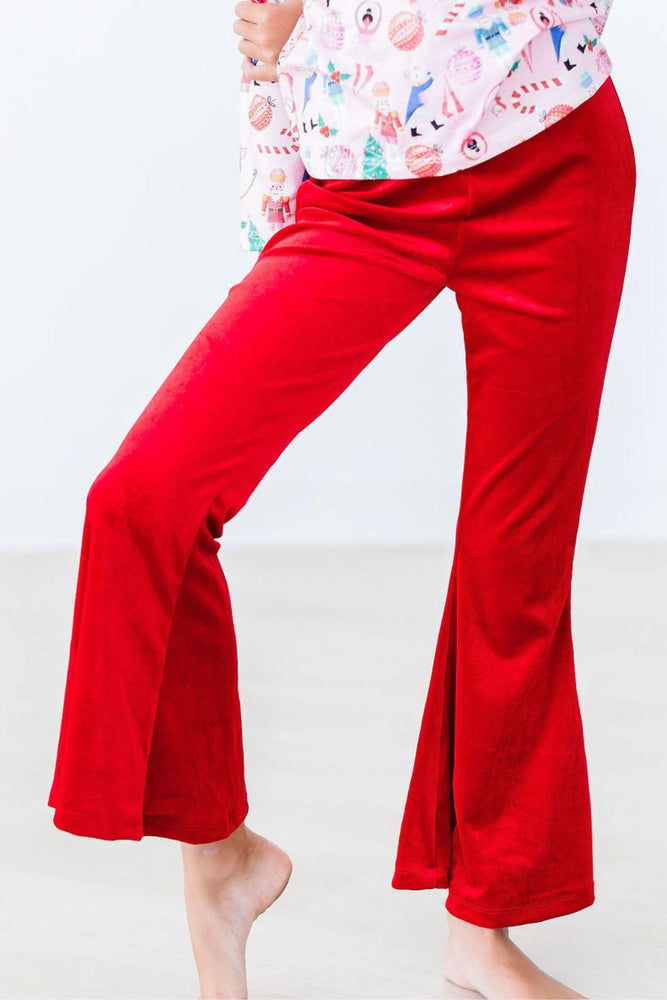 Mila & Rose - Red Velvet Bell Bottom Pants"