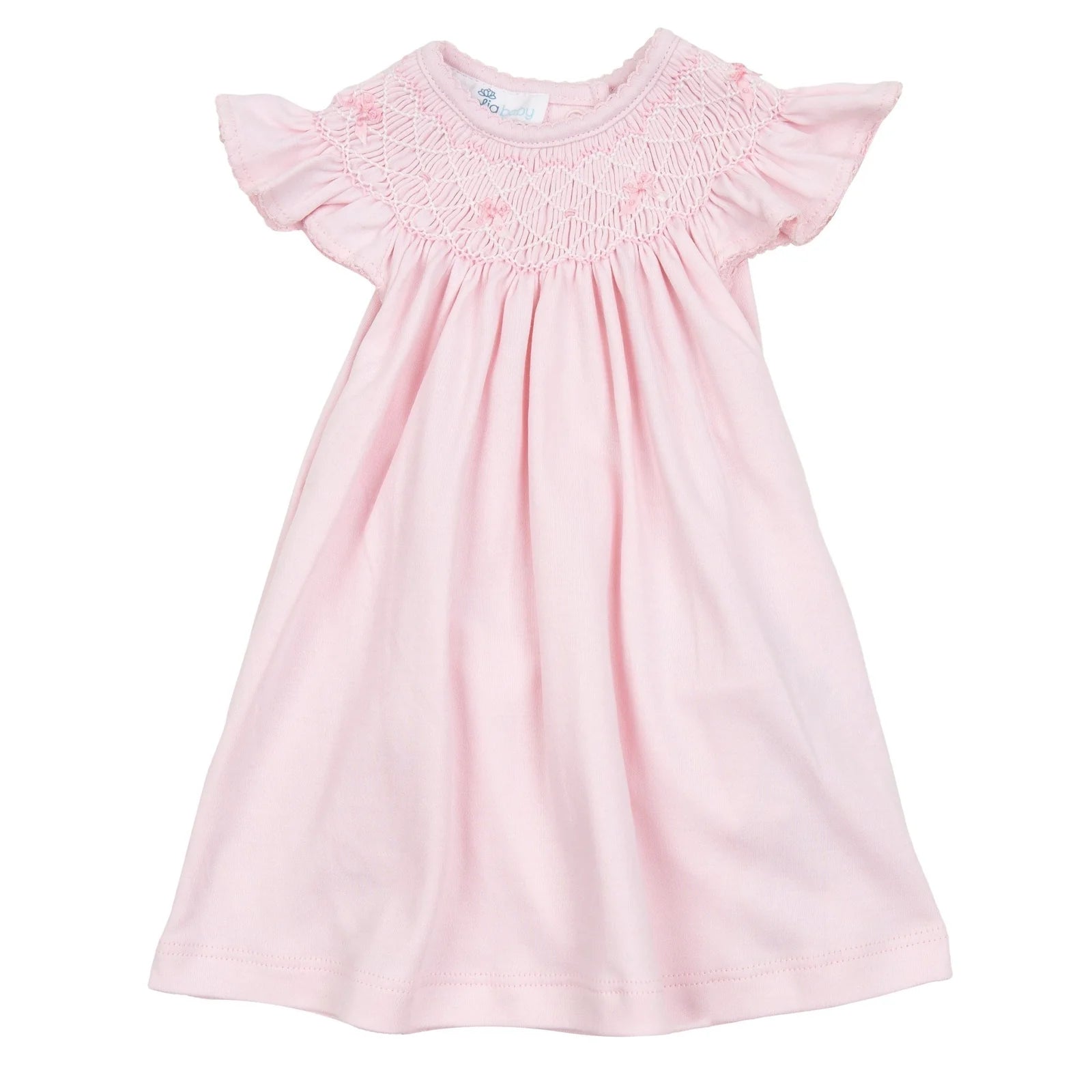 Magnolia Baby Girls Blue Floral Natalie's Classics Smocked Flutters Dress