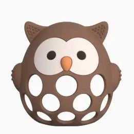 Silicone 3D owl teether by Three Hearts, colorful and textured baby teething toy designed for soothing gums.
