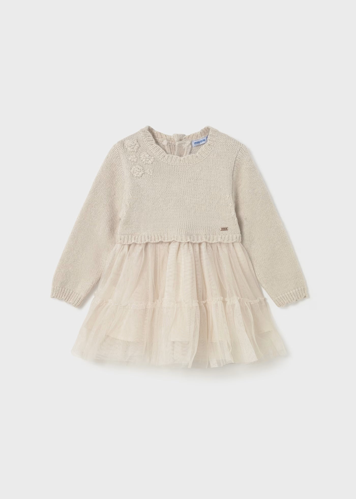 Cream Knit Sweater Tulle Dress