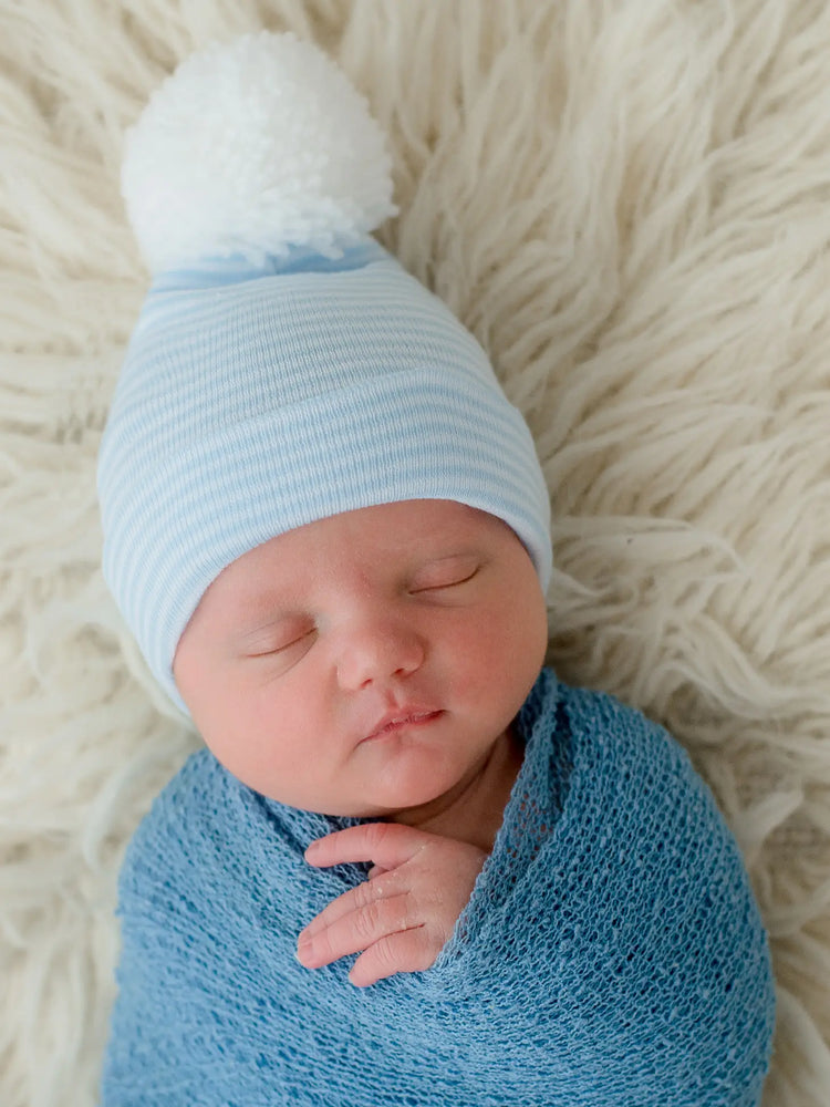 Ilybean - Blue & White Striped Newborn Beanie