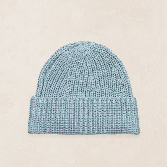 Blue Steele Knit Beanie by Lou Lou & Co featuring a cozy, ribbed knit design and a folded cuff for warmth and style