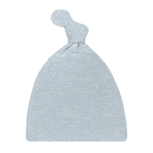 Blue plush knit top hat from Lou Lou & Co featuring soft, textured fabric and a classic style, perfect for stylish winter wear.