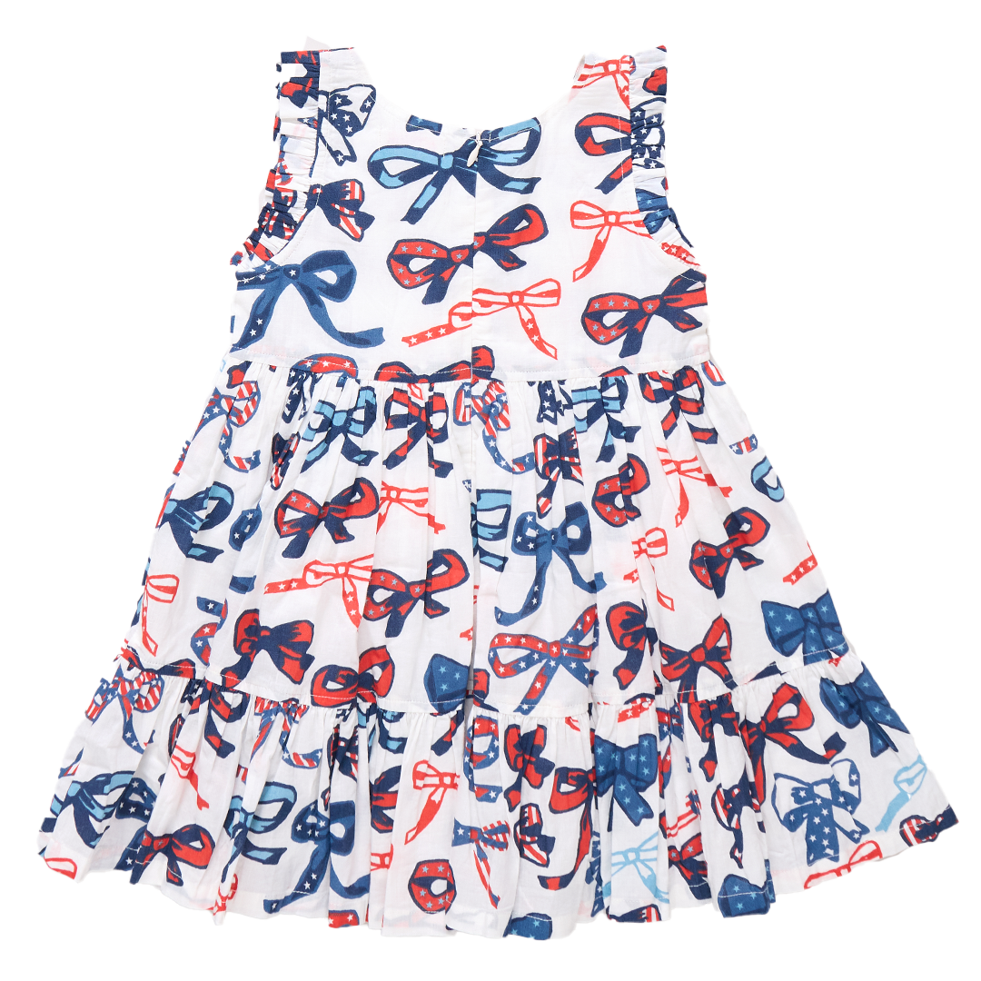 Pink Chicken - Girls Kelsey Dress Red White and Bows
