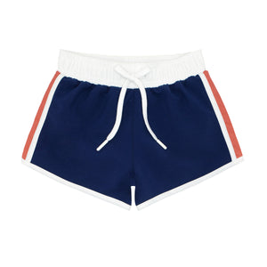 minnow - boys navy and dusty red boardie