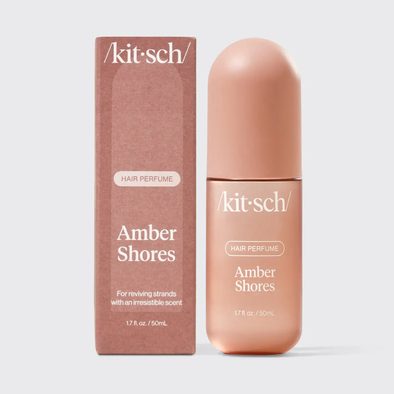 KITSCH Amber Shores Hair Perfume bottle with elegant packaging and amber-colored liquid for a luxurious hair fragrance.