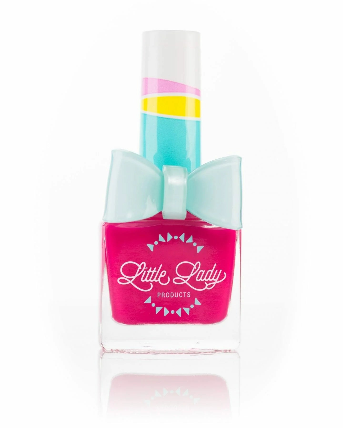 Little Lady kid-safe scented nail polish bottle featuring colorful fruit-themed packaging.