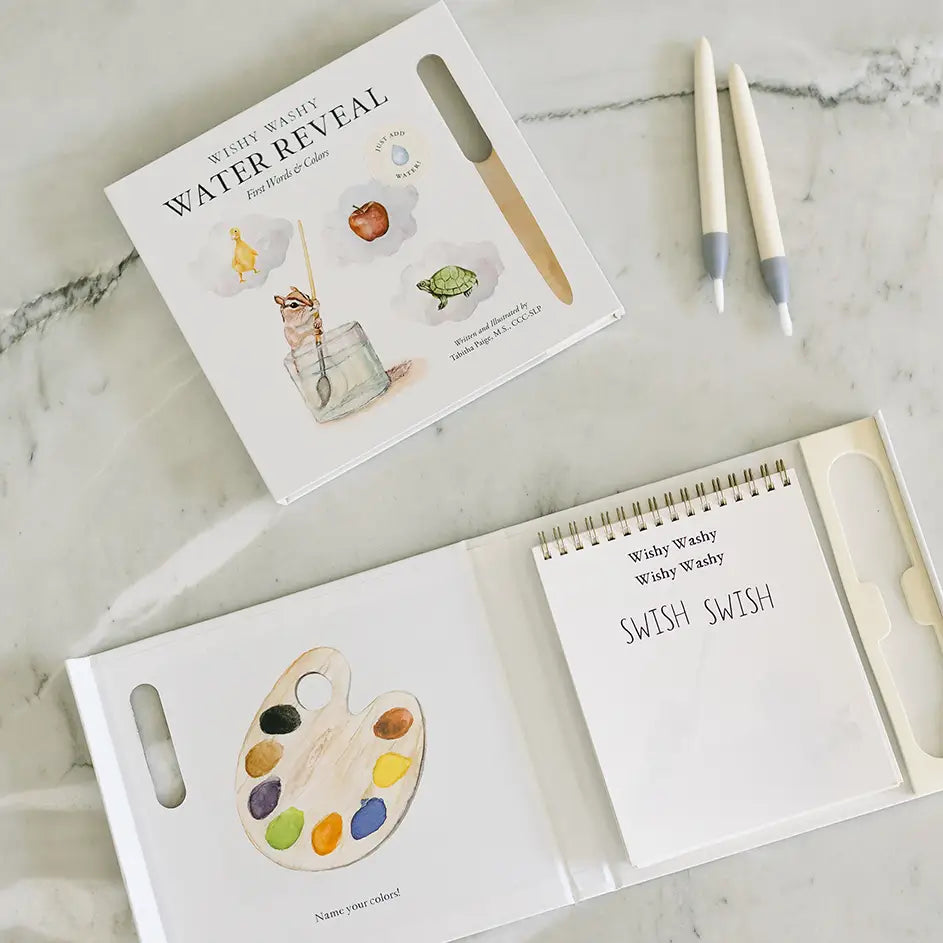 Wishy Washy Water Reveal Edition by Paige Tate & Co., illustrated children's book with hidden water reveal artwork, colorful cover image.