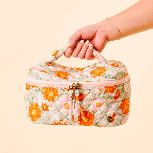 The Darling Effect - Glam & Go Quilted Cosmetic Bag-Bouquet Beauty Sage