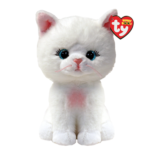 Soft plush Ty Amelia stuffed animal with detailed pink and beige features, perfect for cuddling and play.