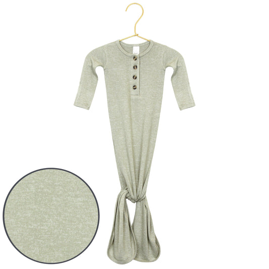 Lou Lou & Co Collins plush knit knotted gown in soft bubble fabric, featuring a cozy, stylish design for babies.