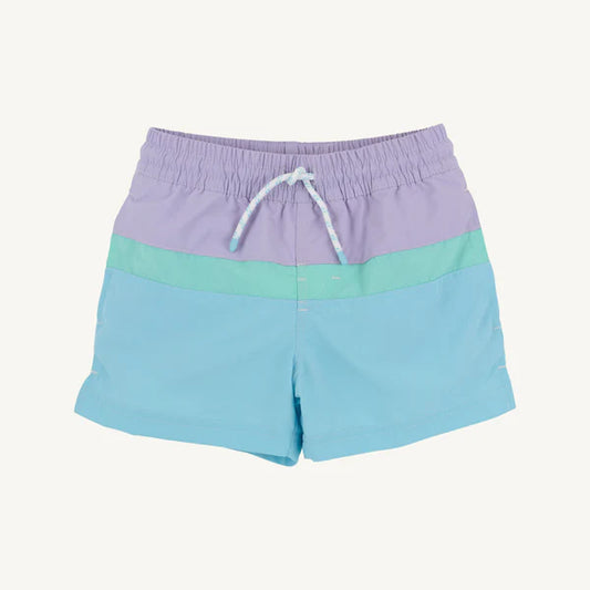 Lauderdale Lavender w/ Turks Teal  Blue Country Club Colorblock Trunks