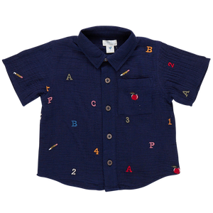 Pink Chicken - Boys Jack Shirt - Alphabet Embroidery