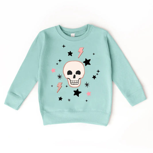 Skull Sparkling Halloween Spooky Monster Kids Sweatshirt