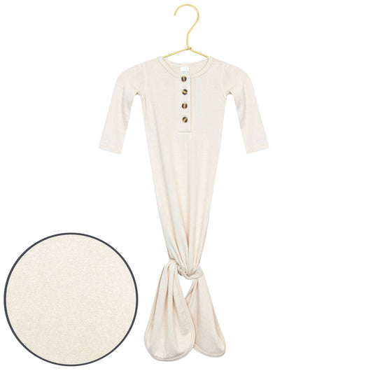 Lou Lou & Co Dakota Plush Knit Knotted Gown in soft bubble fabric, featuring a cozy, stylish design for babies.