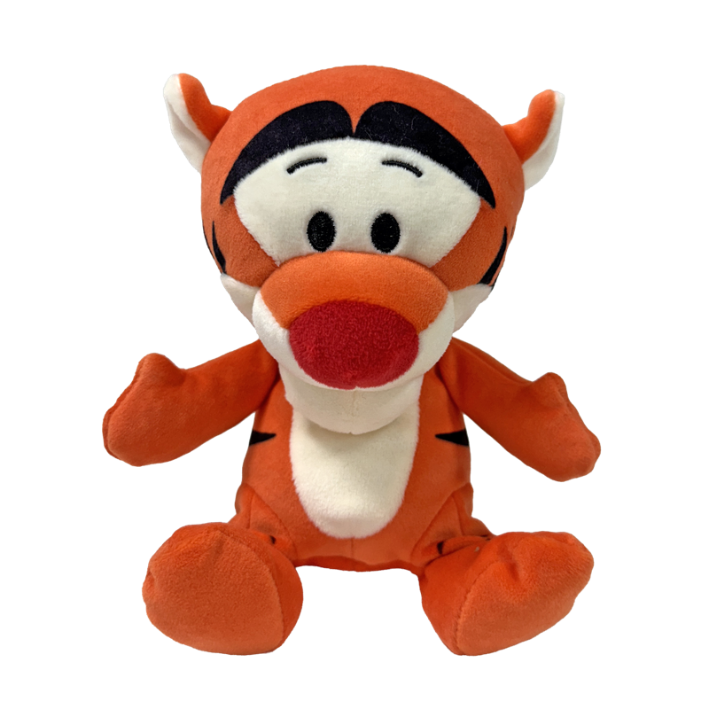 Soft plush Tigger toy by Ty featuring bright orange fur, black stripes, and a cheerful expression, perfect for cuddling.