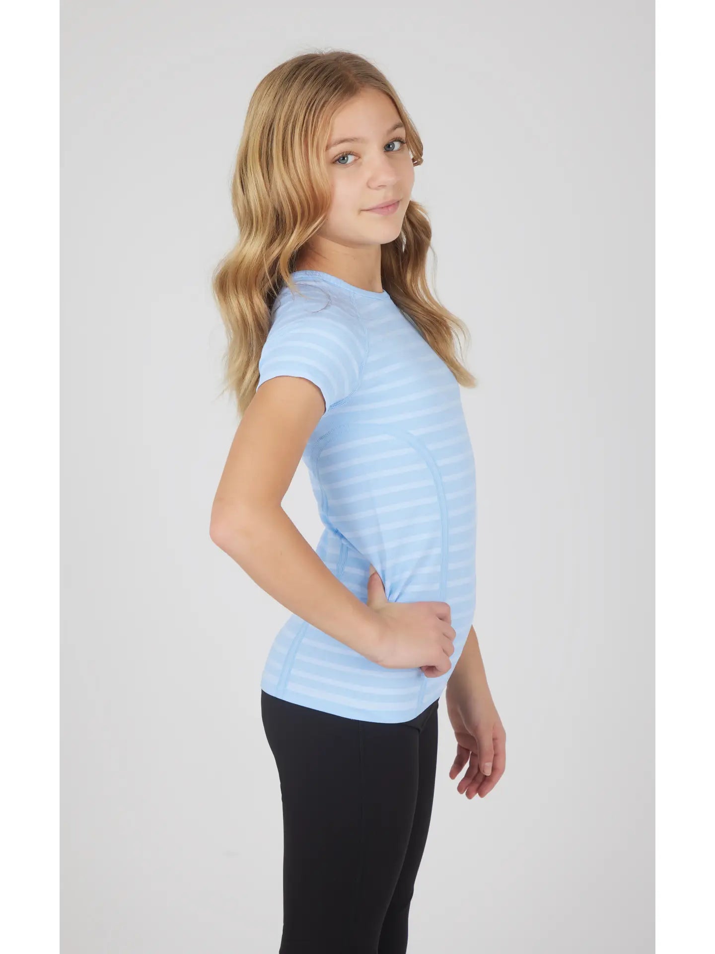 Chloe Girls Stripe Seamless Crewneck Short-Sleeves Everyday Tee Dutch Canal