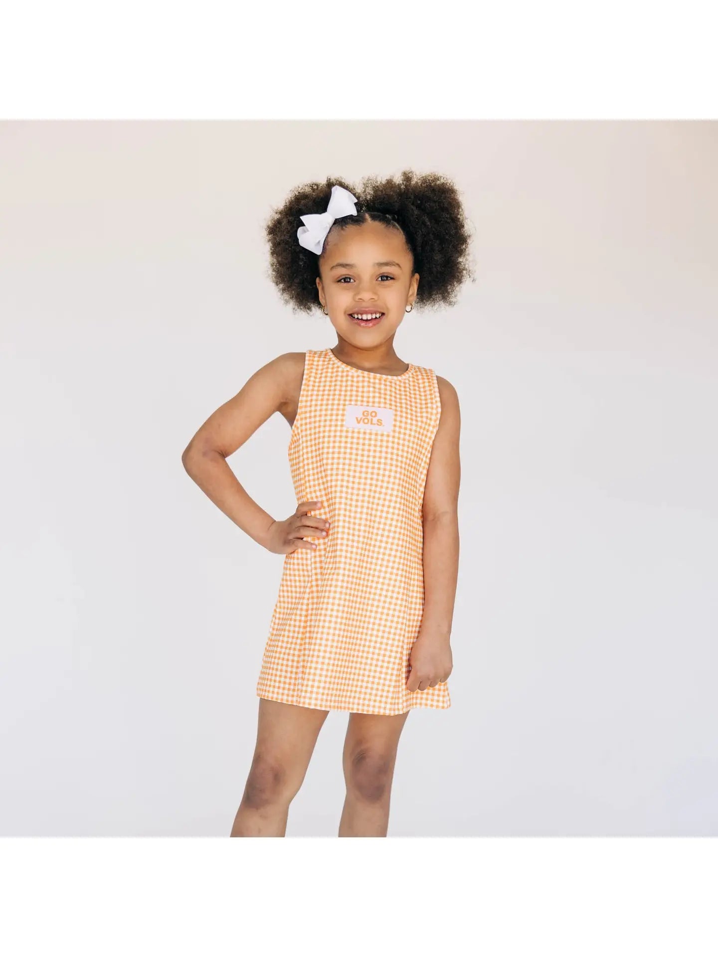 The Grace Gingham Dress Go Vols Woven Label | Youth Bright Orange Gingham