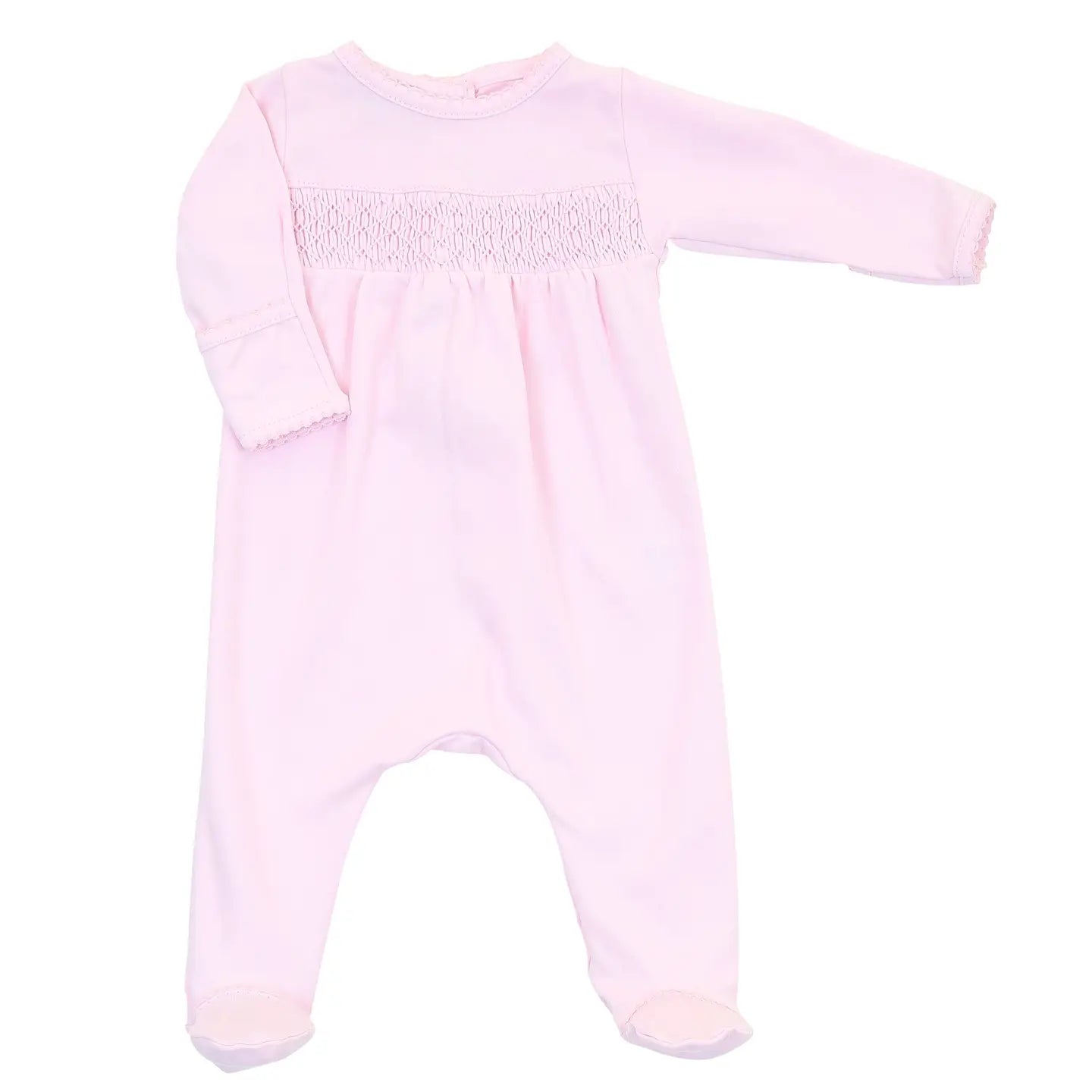 Essentials Solid Pink Smocked Footie