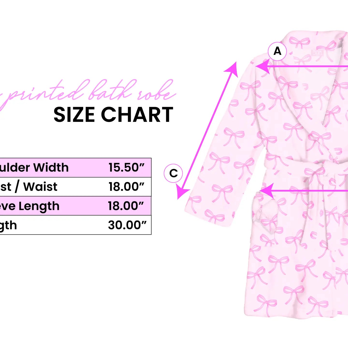 Orchid Floral Bow Print Fleece Printed Bath Robe