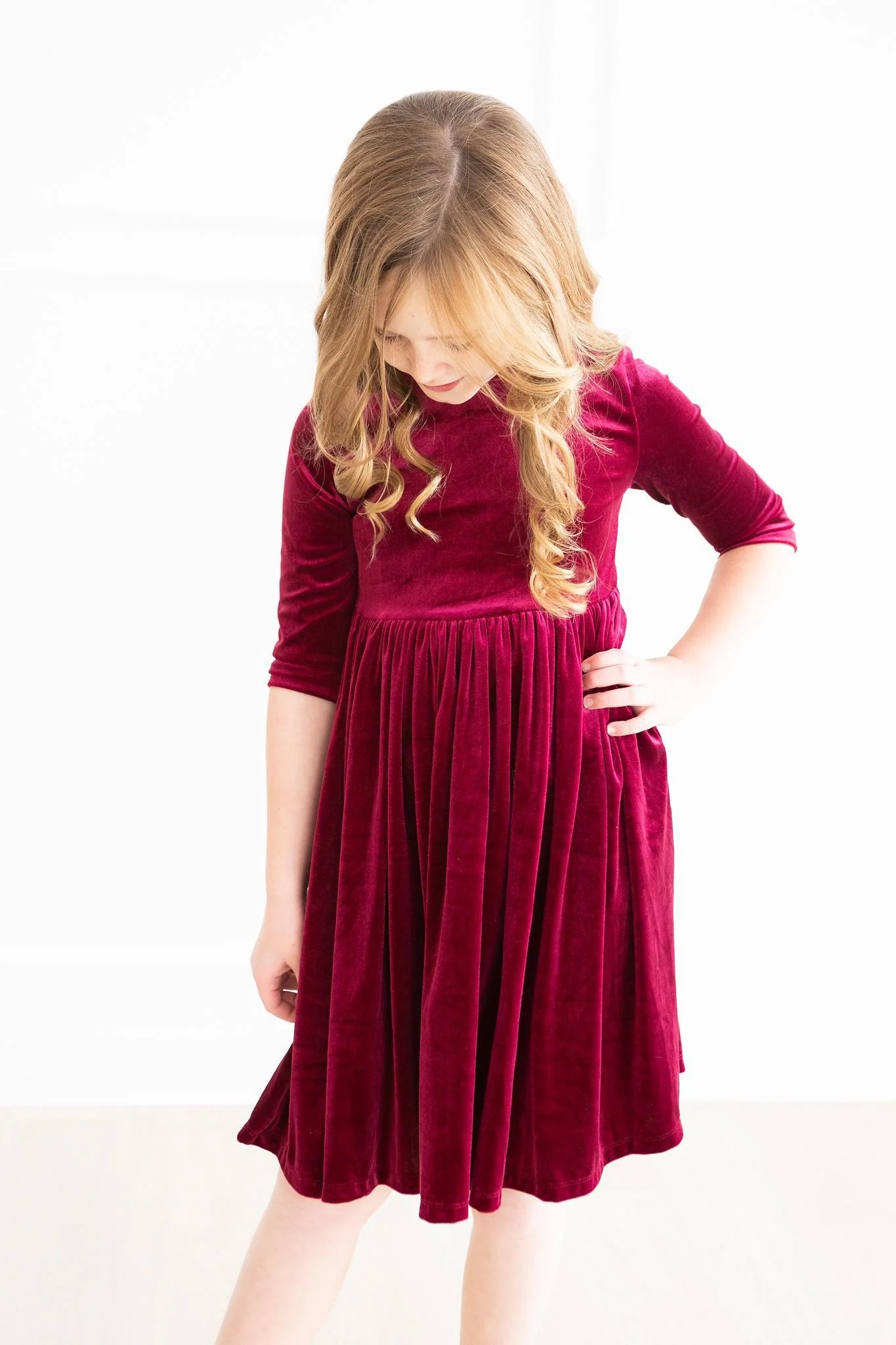 Mila & Rose - Cranberry Velvet Twirl Dress
