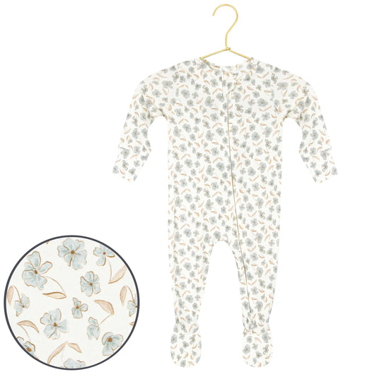 Lou Lou & Co Faye Zipper Footie in soft fabric, featuring a zipper closure, designed for comfortable baby or toddler wear.