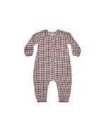 Quincy Mae - Plum Gingham Woven Jumpsuit