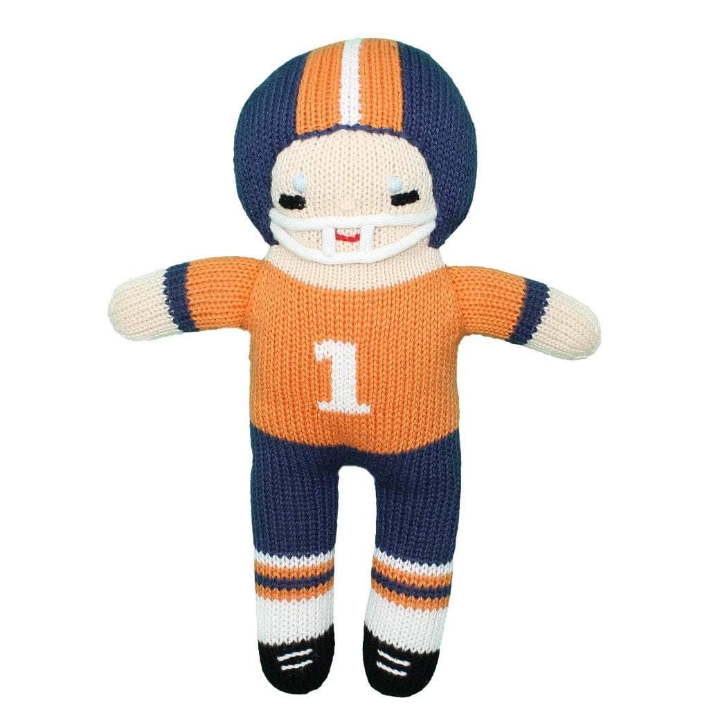 Zubels - Football Player Knit Doll - Orange & Navy