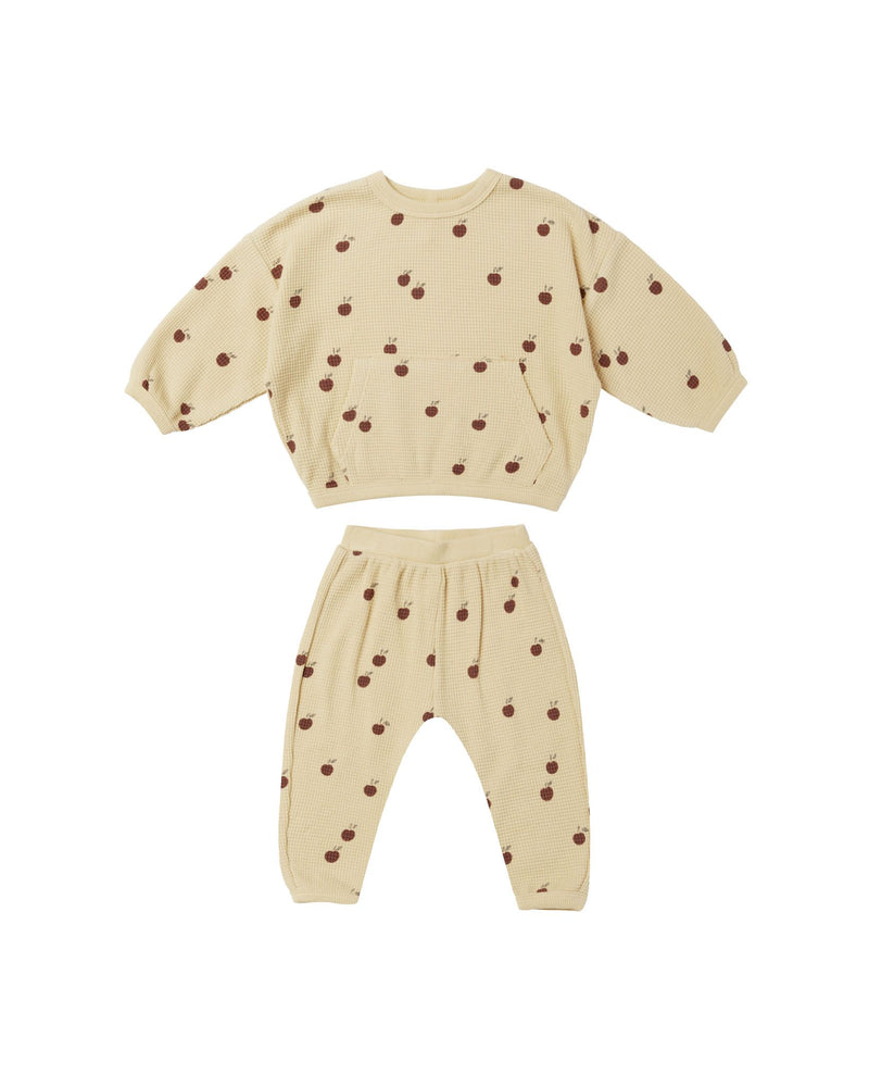 Quincy Mae - Apples Waffle Sweater + Pant Set LAST ONE 4-5y