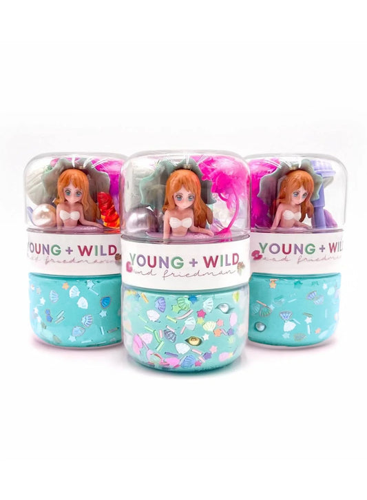 Young Wild and Friedman Mermaid Grab & Go Dough Jar with colorful mermaid design, perfect for easy play and creative fun.