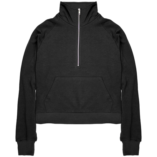 Suzette - Junior Brush Soft Cloud Half Zip Sweatshirt - Black