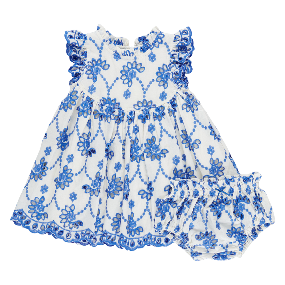 Pink Chicken - Blue Eyelet Baby Girl Cynthia Dress