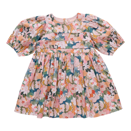 Girls Evelyn Dress - Watercolor Floral