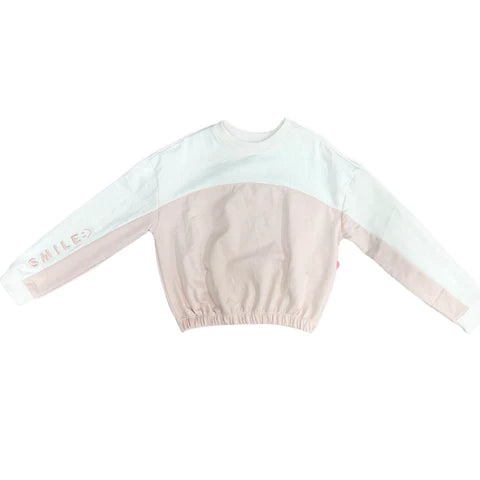 Paper Flower - Peach Smile Color Block Tween Sweatshirt