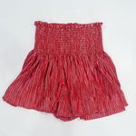 Queen of Sparkles - Kids Red & Silver Pleat Swing Shorts Ribbed