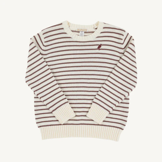 Palmetto Pearl & Gray Brown Stripe Isaac's Sweater