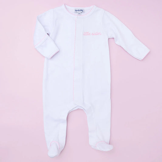 Magnolia Baby - Little Sister Embroidered Footie