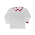 Henry Duvall - Long Sleeve Henry Peter in White with Oxford Red Trim