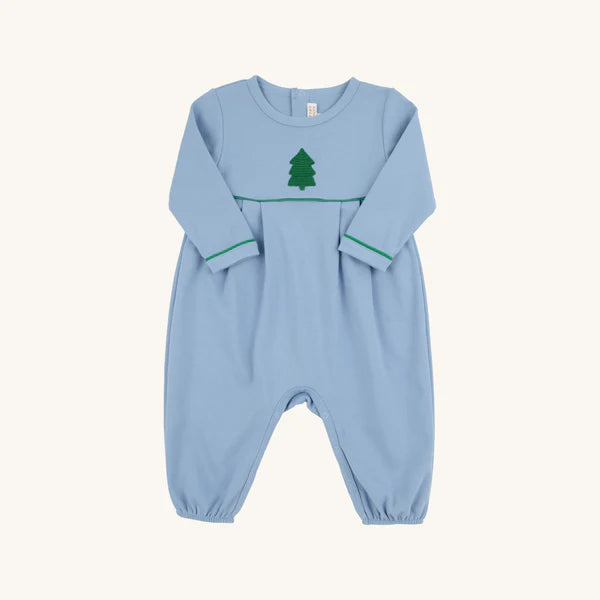 Barrington Blue Christmas Tree Long Sleeve Bradford Romper