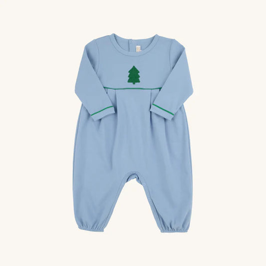 Barrington Blue Christmas Tree Long Sleeve Bradford Romper