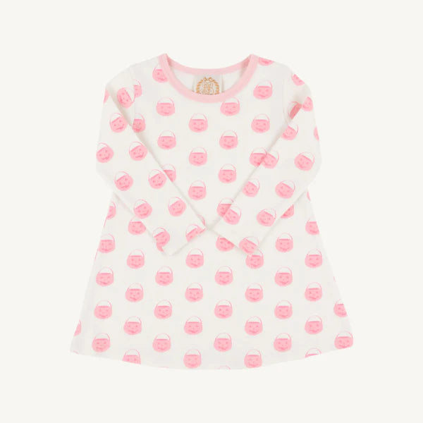 Pink Polly Play Dress by The Beaufort Bonnet Company featuring long sleeves and vintage-style pumpkin pail print.