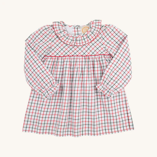 Old Town Tattersall/Richmond Red Long Sleeve Ramona Ruffle Dress