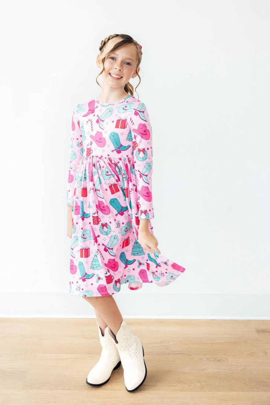 Mila & Rose - Christmas Cowgirl L/S Pocket Twirl Dress 7/8 Mila & Rose - Christmas Cowgirl L/S Pocket Twirl Dress 7/8