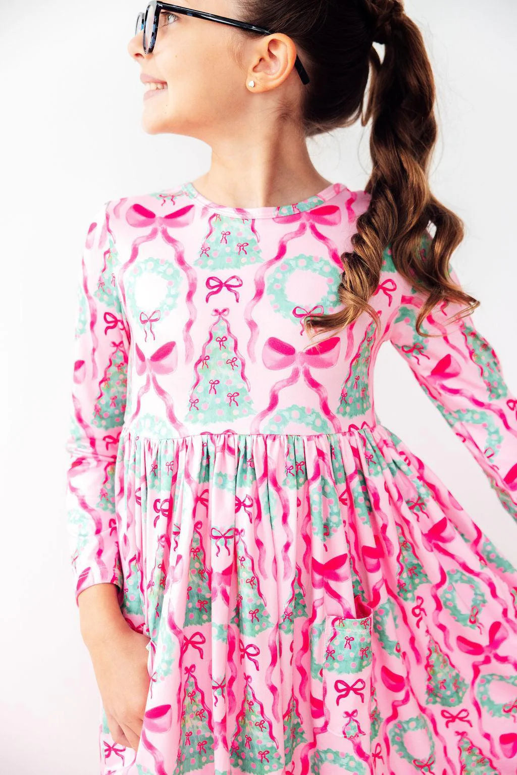 Mila & Rose - Jingle Bows L/S Pocket Twirl Dress