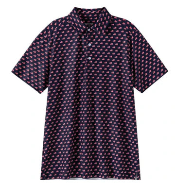 Meripex Old Glory Performance Polo shirt in navy with short sleeves and collar, featuring a sleek, athletic design.
