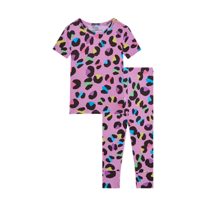 Posh Peanut - Short Sleeve Basic Pajama - Electric Leopard