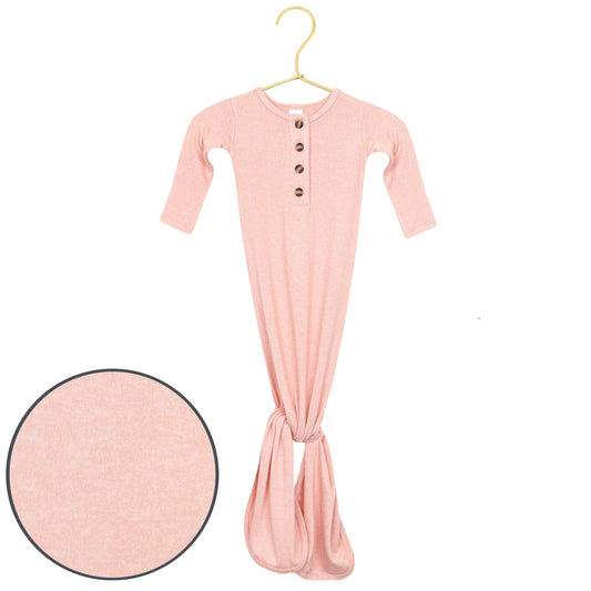 Pink Lou Lou & Co Piper plush knit knotted gown with cozy sweater texture, designed for comfortable, stylish baby wear.